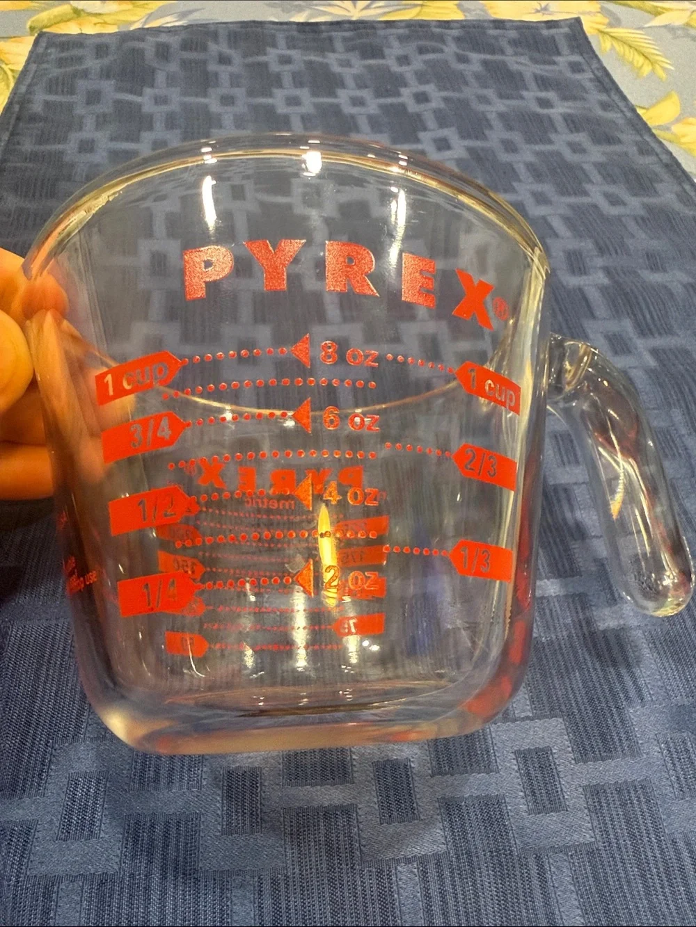 Pyrex Clear Glass Measuring Cup with Red Markings 1 Cup